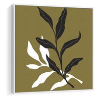 Obraz w ramie 50x50 - Wewnętrzne Odsłony - liście, gałązki - rama biała