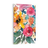 Obraz na płótnie 80x120 - Kwiatowy Impuls Kolorów - abstrakcyjne kolorowe kwiaty, szkic