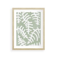 Plakat w ramie 50x70 - Oaza Zieleni - zielona abstrakcja, zgaszona zieleń - rama drewno