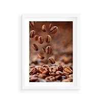 Plakat w ramie 30x40 - Kawiarniana atmosfera kawy - kawa, kawiarnia - rama biała