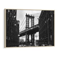 Obraz w ramie 120x80 - Ikona Miasta - Nowy Jork, most - rama drewno