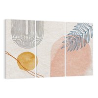 Obraz na płótnie 120x80 - Liście i Geometrie - nowoczesny, akwarelowe plamy