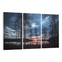 Obraz na płótnie 120x80 - Zachód słońca nad jeziorem - zachód, słońca