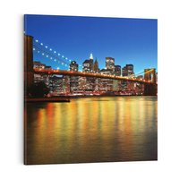Obraz na płótnie 50x50 - Symbol nowojorskiego krajobrazu: most Brooklyn - most, NY
