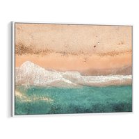 Obraz w ramie 70x50 - Oczy turkusu - fotografia, plaża - rama biała