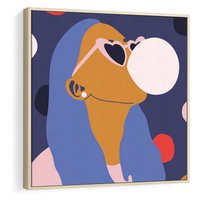 Obraz w ramie 50x50 - Odbicie Kobiety - nowoczesny plakat, styl retro - rama drewno