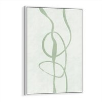 Obraz w ramie 80x120 - Zieleń Wewnętrznej Harmonii - zielona abstrakcja, zgaszona zieleń - rama biała