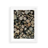 Plakat w ramie 40x50 - Bliskość Natury - drewno, las - rama biała