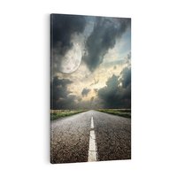 Obraz na płótnie 50x70 - magia nocnej drogi - droga, księżyc