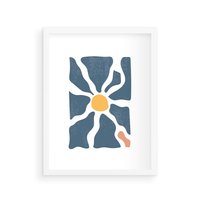 Plakat w ramie 30x40 - Kwiatowy Rezonans - nowoczesna kwiatowa grafika, styl retro - rama biała