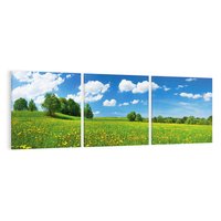 Obraz na płótnie 150x50 - Polana wśród drzew: Spokój i harmonia - polana, łąka