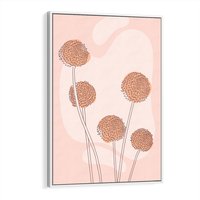 Obraz w ramie 50x70 - Rozkwitające Emocje - minimalistyczny plakat, pudrowe kwiaty - rama biała