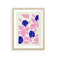 Plakat w ramie 30x40 - Impresje deszczu - nowoczesna kompozycja, kwiaty - rama drewno