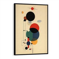 Obraz w ramie 70x100 - Migocące Impresje Odniesień - abstrakcyjna geometryczna kompozycja, koła linie - rama czarna