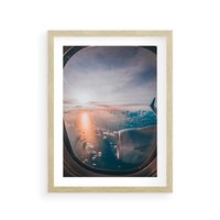Plakat w ramie 50x70 - Widok z Góry - fotografia, zdjecie z okna samolotu - rama drewno