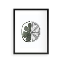 Plakat w ramie 50x70 - Cytrynowe Echo - minimalistyczny plakat, cytryna - rama czarna