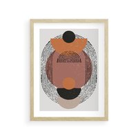 Plakat w ramie 50x70 - Abstrakcja w Odcieniach Brązu i Beżu - geometria, abstrakcyjna grafika - rama drewno