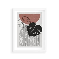 Plakat w ramie 30x40 - Nowoczesna Monstera: Szkic w Grafice - nowoczesna grafika, monstera - rama biała