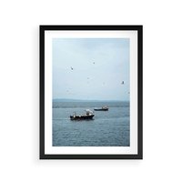 Plakat w ramie 40x50 - Rybacki Urok - morze, kutry rybackie - rama czarna