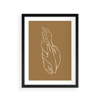 Plakat w ramie 40x50 - Splecione Dłonie - szkic, minimalizm - rama czarna