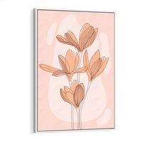 Obraz w ramie 80x120 - Przenikające Kształty - minimalistyczny plakat, pudrowe kwiaty - rama biała