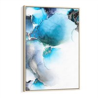 Obraz w ramie 80x120 - Marmur złotą akwarelą - marmur, akwarela - rama drewno