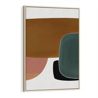 Obraz w ramie 80x120 - Emocje w akwarelach - geometryczne dziwne kształty, turkusowy - rama drewno