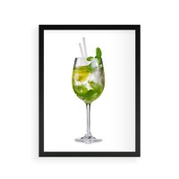 Plakat w ramie 30x40 - Limonkowy drink w letnim stylu - drink, limonka - rama czarna
