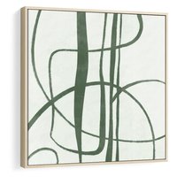 Obraz w ramie 80x80 - Zielony Spokój - zielona abstrakcja, spokojny plakat - rama drewno