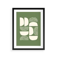 Plakat w ramie 40x50 - Migotliwe Formy - geometryczne boho kształty na brązowym, oliwkowym tle - rama czarna