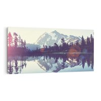 Obraz na płótnie 120x60 - Refleksje nad jeziorem w lesie - jezioro, las