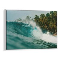 Obraz w ramie 70x50 - Rajskie Wybrzeże - fotografia, duża fala - rama biała