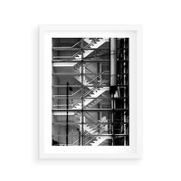 Plakat w ramie 50x70 - Schody do architektonicznej przestrzeni - schody, architektura - rama biała