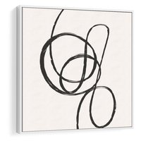 Obraz w ramie 80x80 - Migotliwa Kreatywność - abstrakcyjne szkicowane linie, minimalizm - rama biała