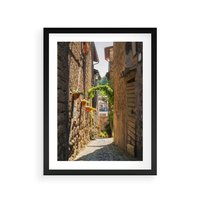 Plakat w ramie 40x50 - Włoska uliczka w perspektywie - Włochy, uliczka - rama czarna