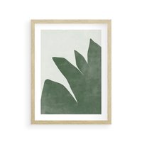 Plakat w ramie 30x40 - Oaza Harmonii - abstrakcyjny kształt, zielony plakat - rama drewno