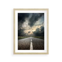 Plakat w ramie 50x70 - magia nocnej drogi - droga, księżyc - rama drewno