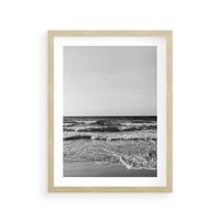 Plakat w ramie 50x70 - Słuchaj Śpiewu Fal - morze, fale - rama drewno