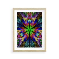 Plakat w ramie 30x40 - Witrażowa magia na płótnie - witraż, sztuka - rama drewno