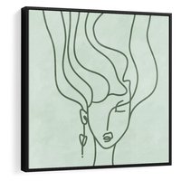 Obraz w ramie 50x50 - Spokojne Objęcia Natury - abstrakcja, zielony szkic - rama czarna