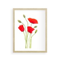 Plakat w ramie 40x50 - Pola maków w pełnym kolorze - maki, kwiaty - rama drewno