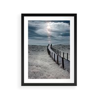 Plakat w ramie 40x50 - Burzowy pomost na plaży - plaża, pomost - rama czarna