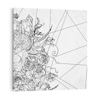 Obraz na płótnie 80x80 - Refleksje w martwym punkcie - graficzny szkic, kompozycja kwiatów