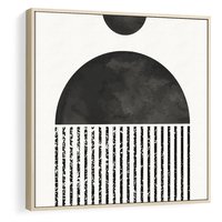 Obraz w ramie 80x80 - Księga Wibracji - abstrakcyjne czarno białe formy, minmalizm - rama drewno