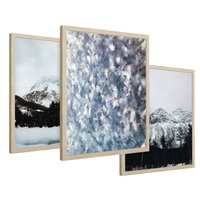 Zestaw obrazy w ramie 40x50 galeria - Zima, góry, śnieg, szron - rama drewno