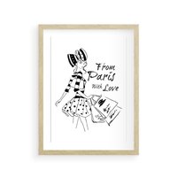 Plakat w ramie 50x70 - Paryż - Miasto Romantycznej Grafiki - Paryż, Paris - rama drewno