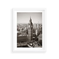 Plakat w ramie 30x40 - Magiczna esencja Londynu: Big Ben i miasto - Big Ben, Londyn - rama biała