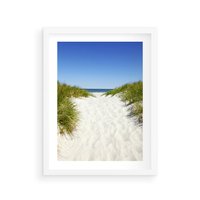 Plakat w ramie 50x70 - Relaks nad Morskimi Wzgórzami - plaża, wydmy - rama biała