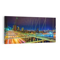 Obraz na płótnie 100x50 - Most w USA - Światła i samochody - most, USA