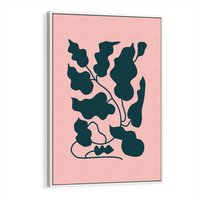 Obraz w ramie 50x70 - Kształty Nieznanego Świata - abstrakcyjne liście, boho styl - rama biała